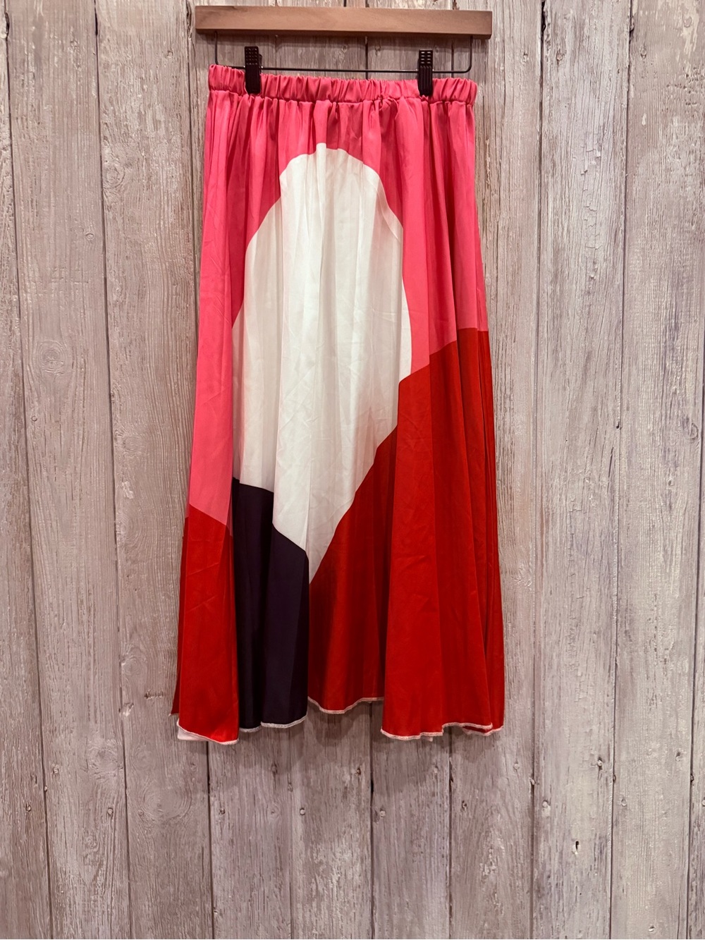 Colorblock Maxi Skirt in Pink, Red & White